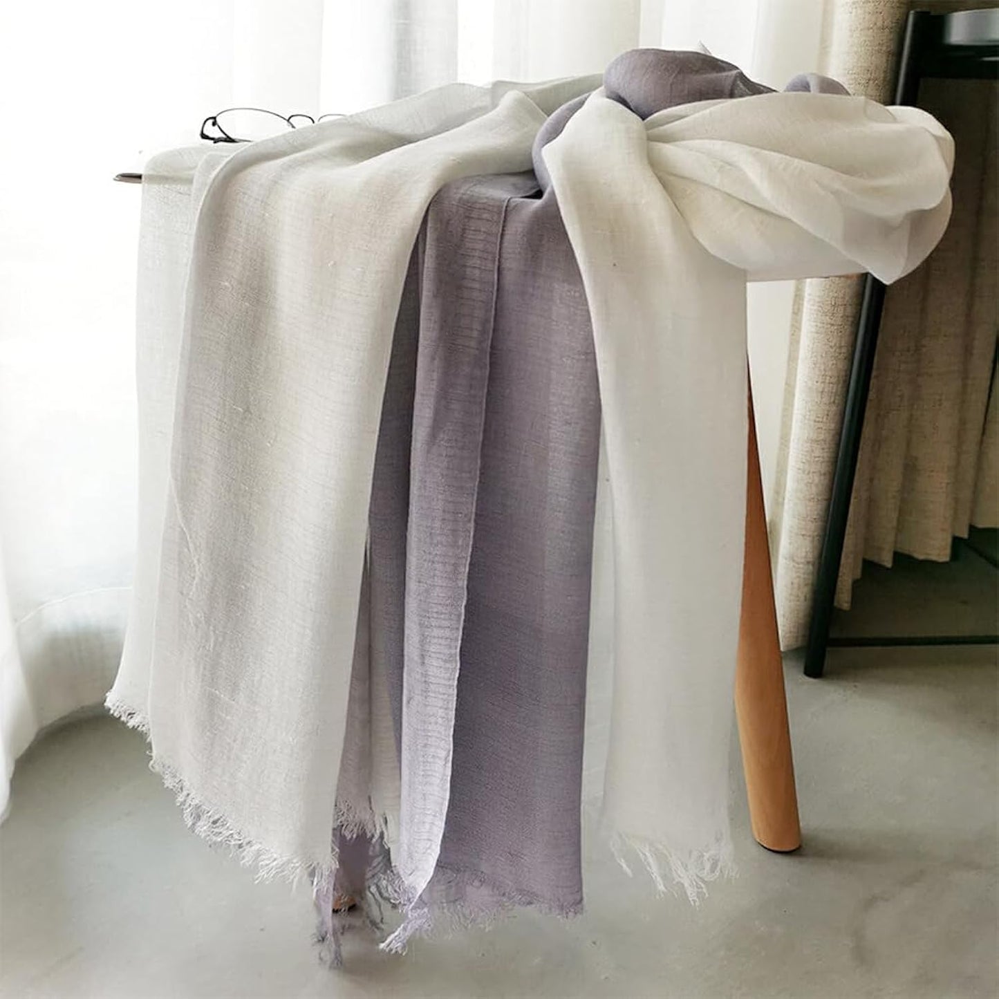 Dania Ombre Steel Cotton Linen Stole