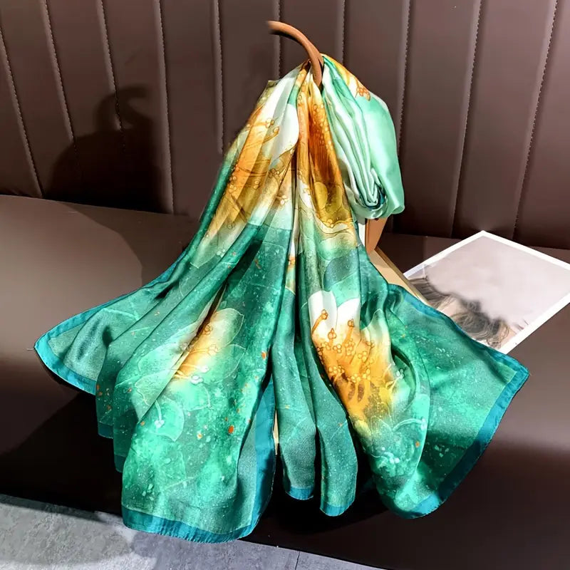 Aquamarine Meadow Silk Stole