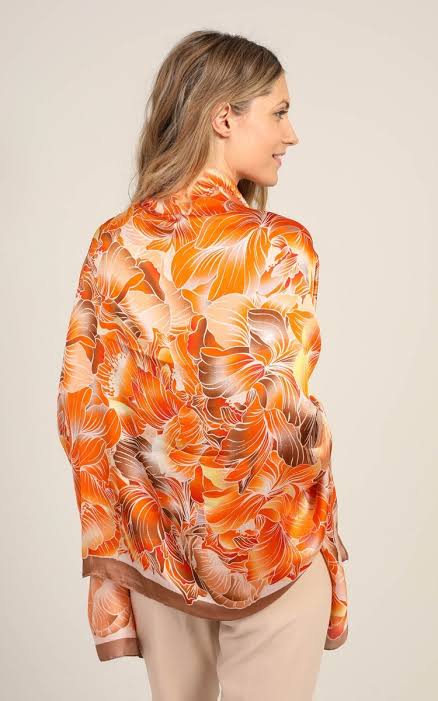 Radiant Ember Silk Scarf