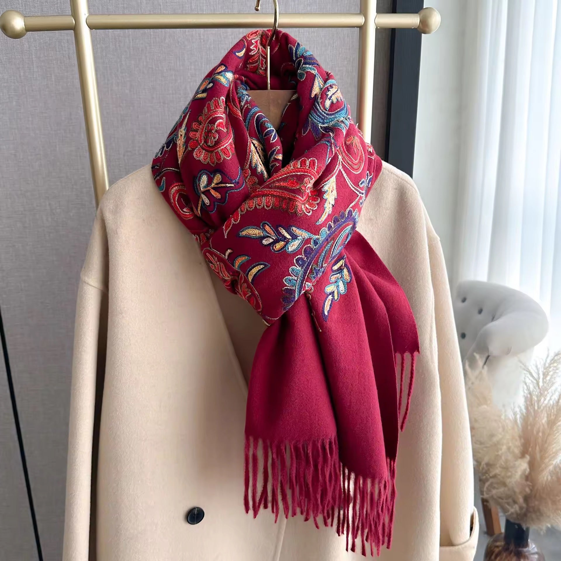 Augusta Fuchsia Rich Pashmina Shawl