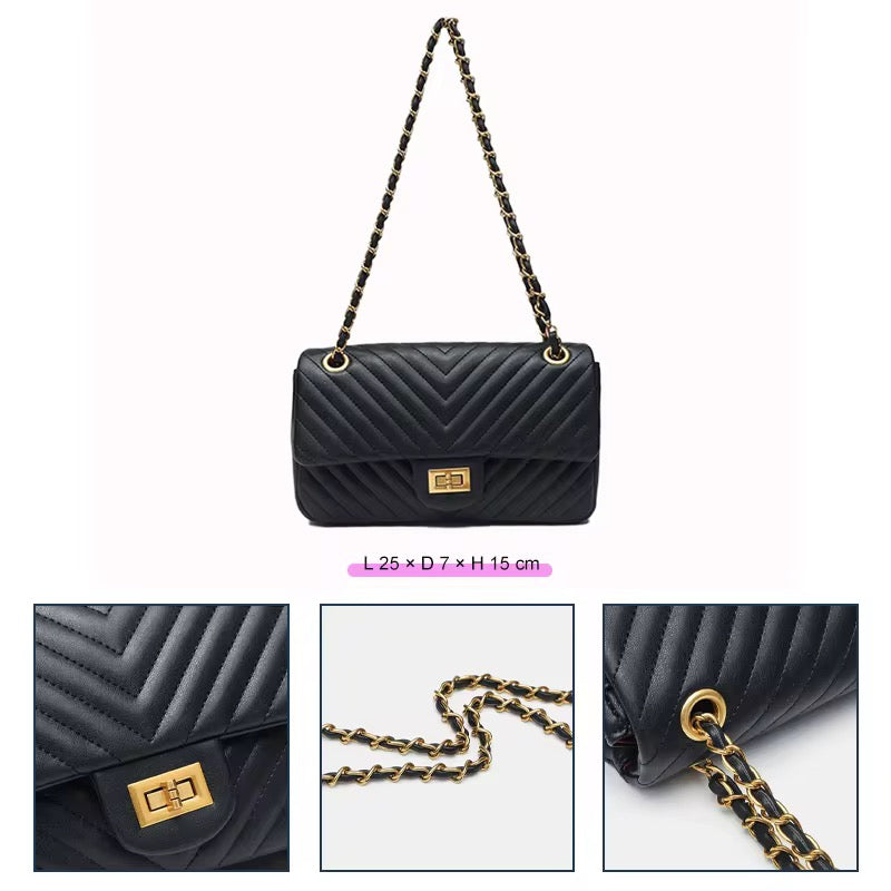 Quince Genuine Leather Handbag (Black)
