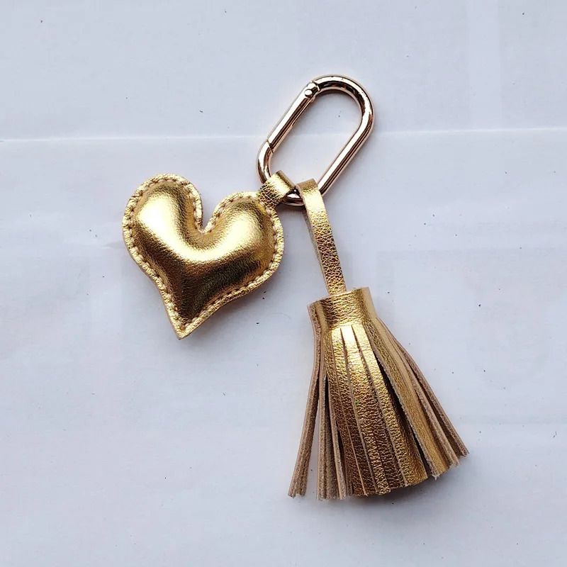 Heart and Tassel Genuine Leather Bag Charm