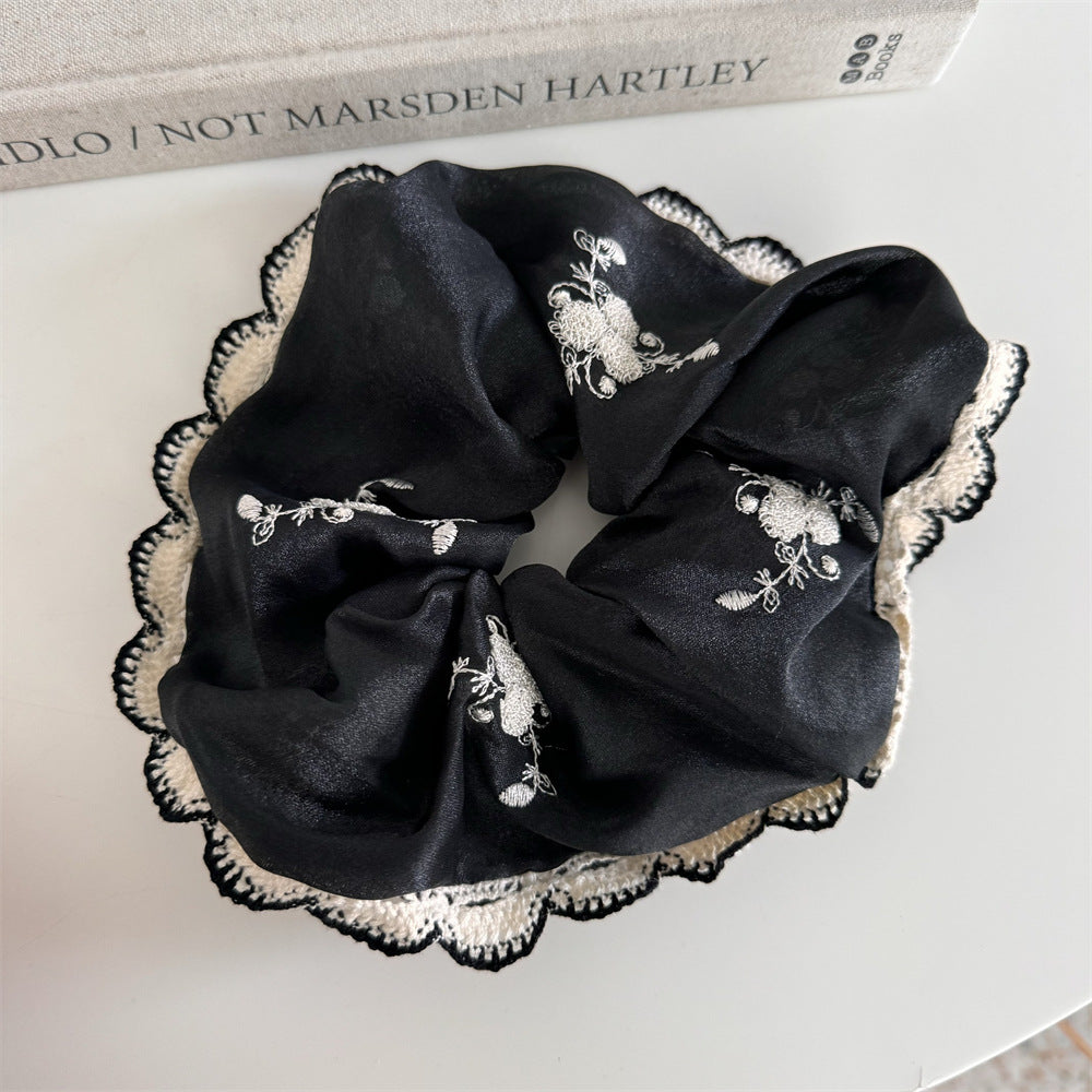 Ornate Embroidered Silk Scrunchie