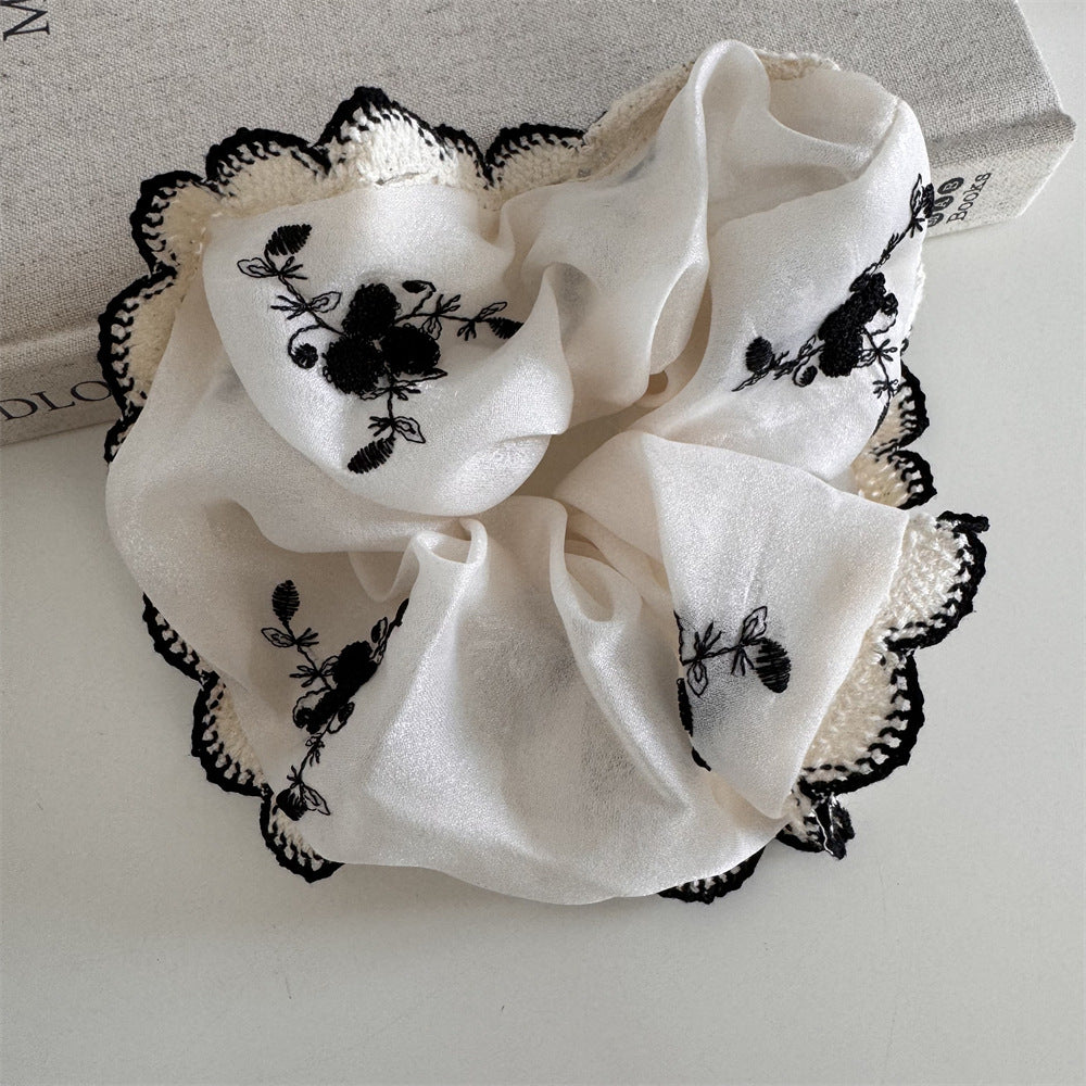 Ornate Embroidered Silk Scrunchie