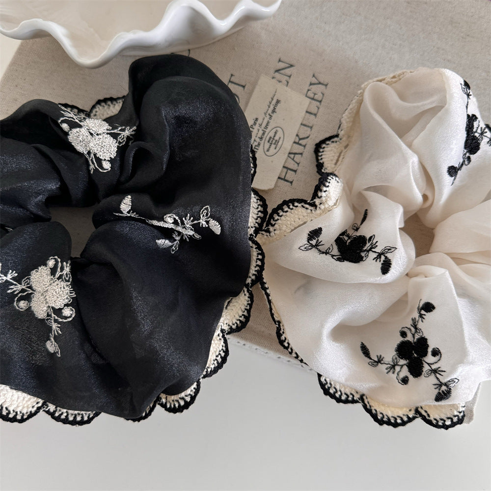 Ornate Embroidered Silk Scrunchie