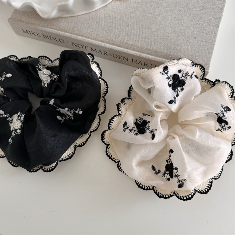 Ornate Embroidered Silk Scrunchie