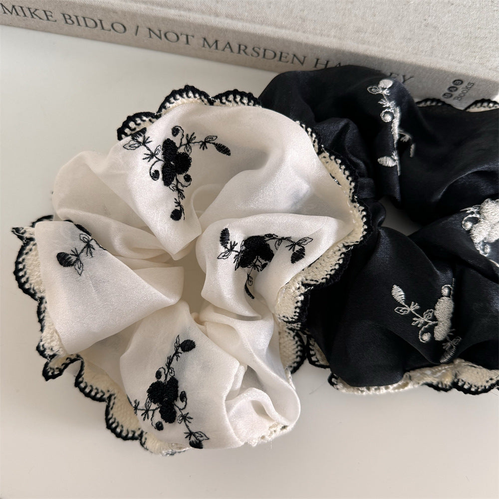 Ornate Embroidered Silk Scrunchie