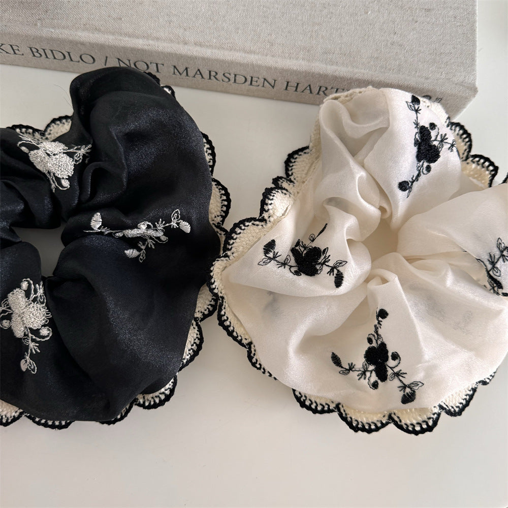 Ornate Embroidered Silk Scrunchie