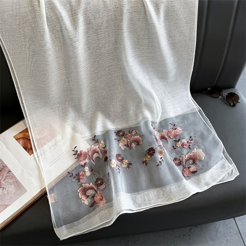 Patrician Snow Premium Embroidered Stole