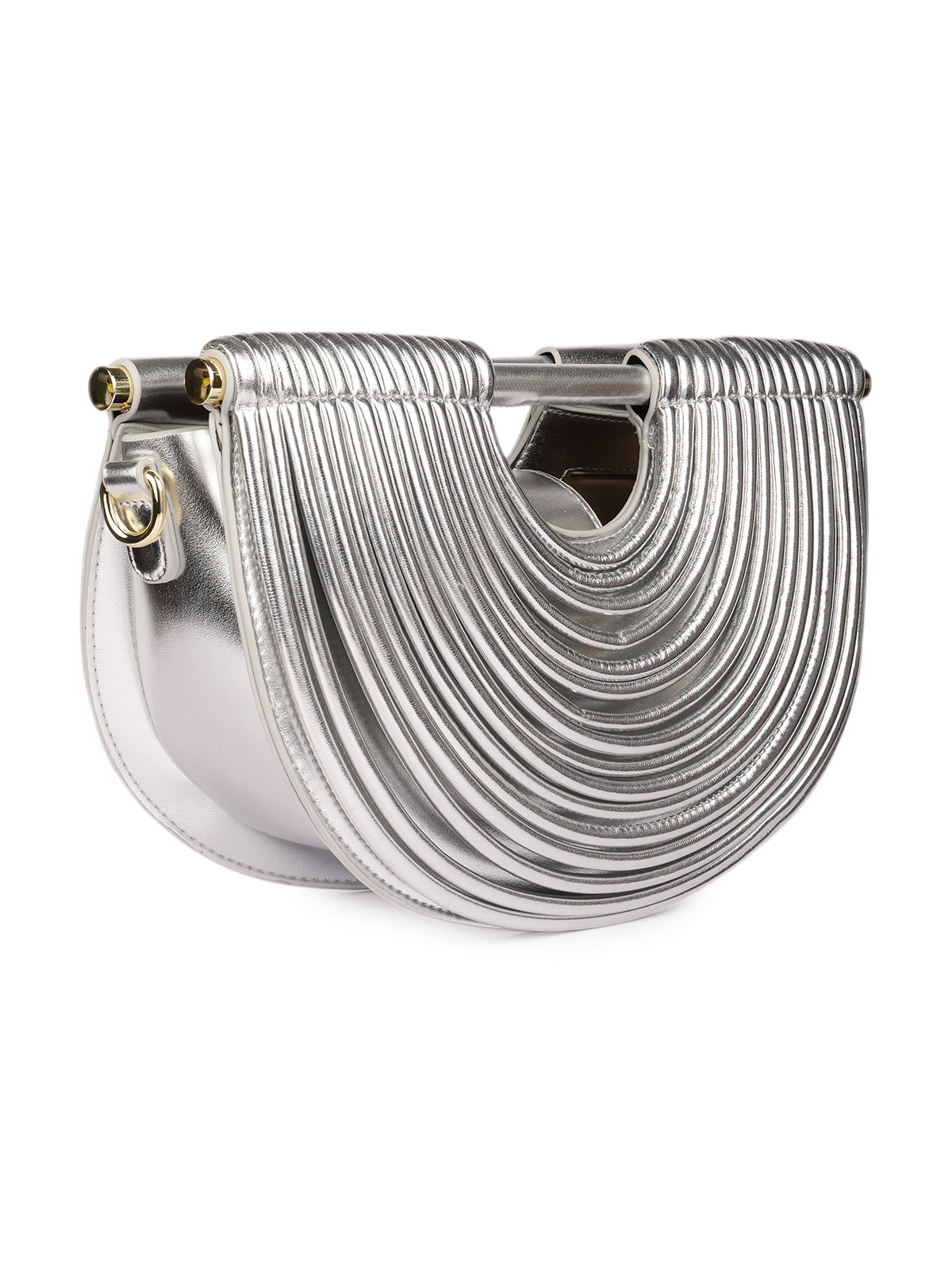 Sculpt Loop Vegan Leather Handbag (Silver)