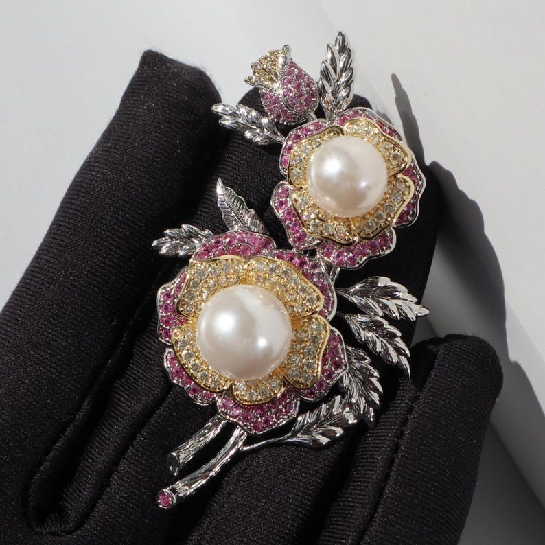 Pearl Branch Zirconia Brooch