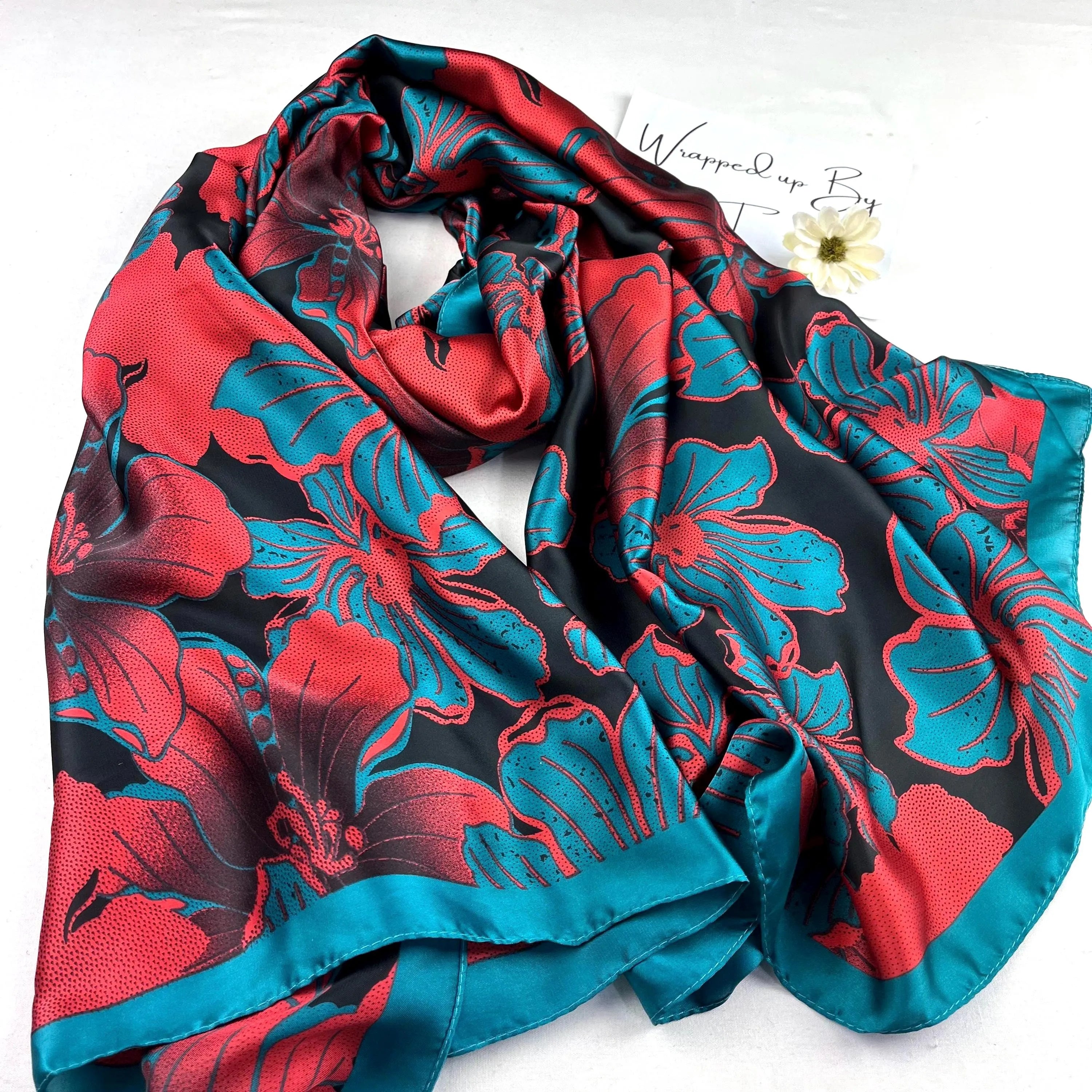 Cobalt Bloom Silk Scarf