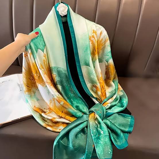 Aquamarine Meadow Silk Stole