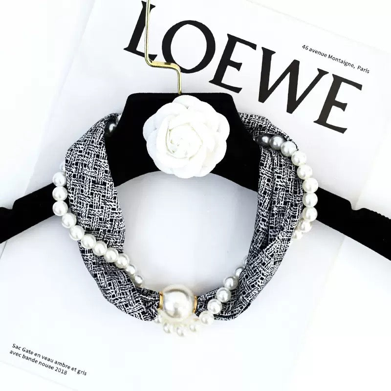 Silvercrest Magnetic Buckle Scarf with Pearl