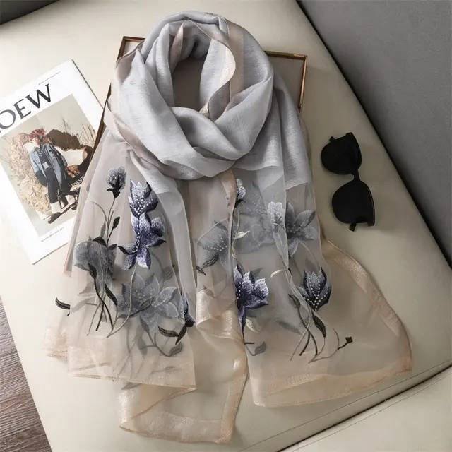 Majestic Grey Premium Embroidered Stole