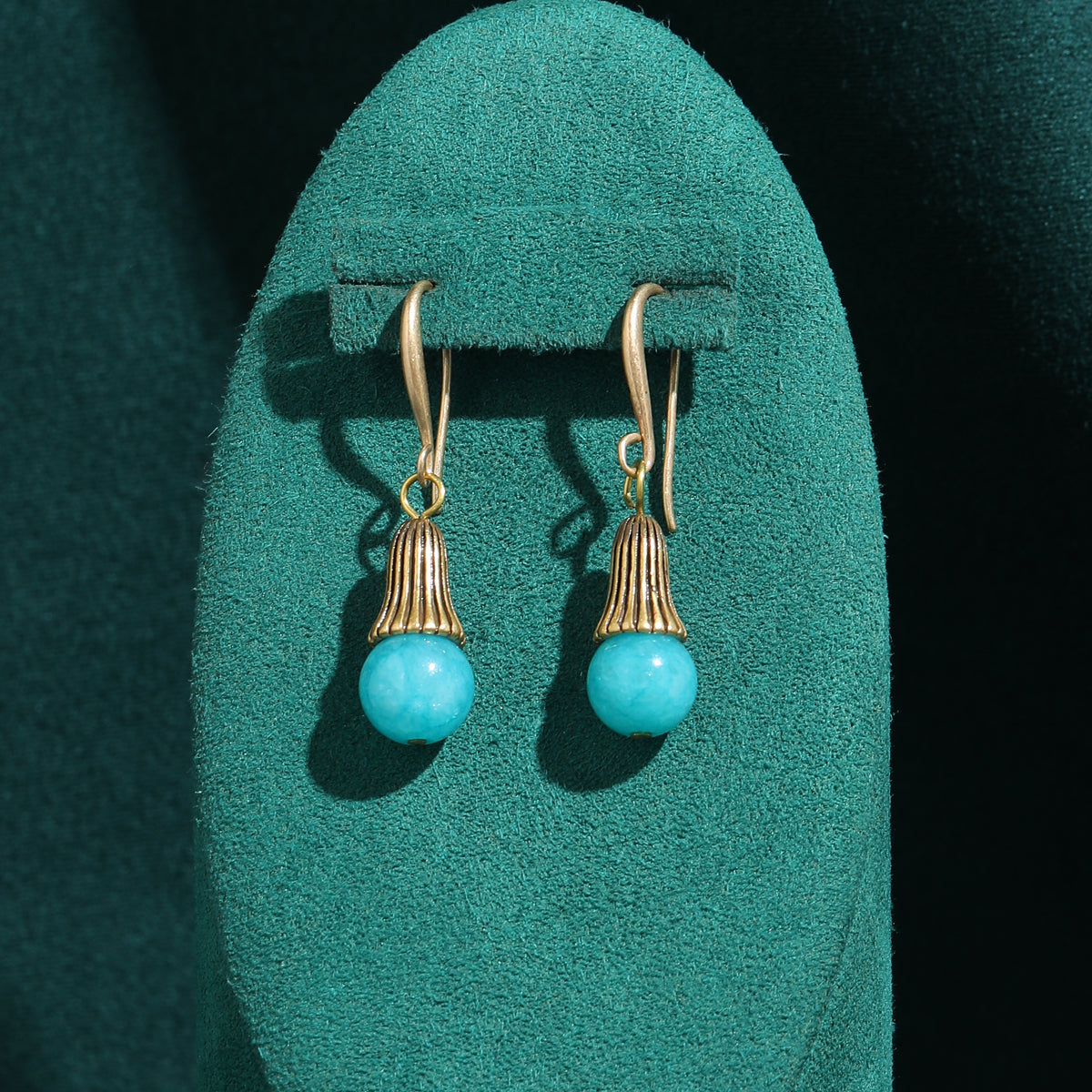 Blue Stone Bulb Antique Earrings