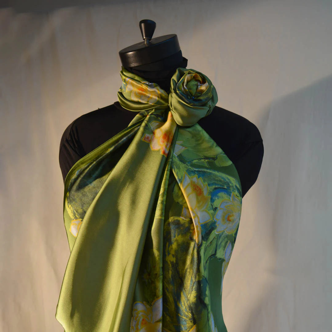 Mossy Meadow Silk Scarf