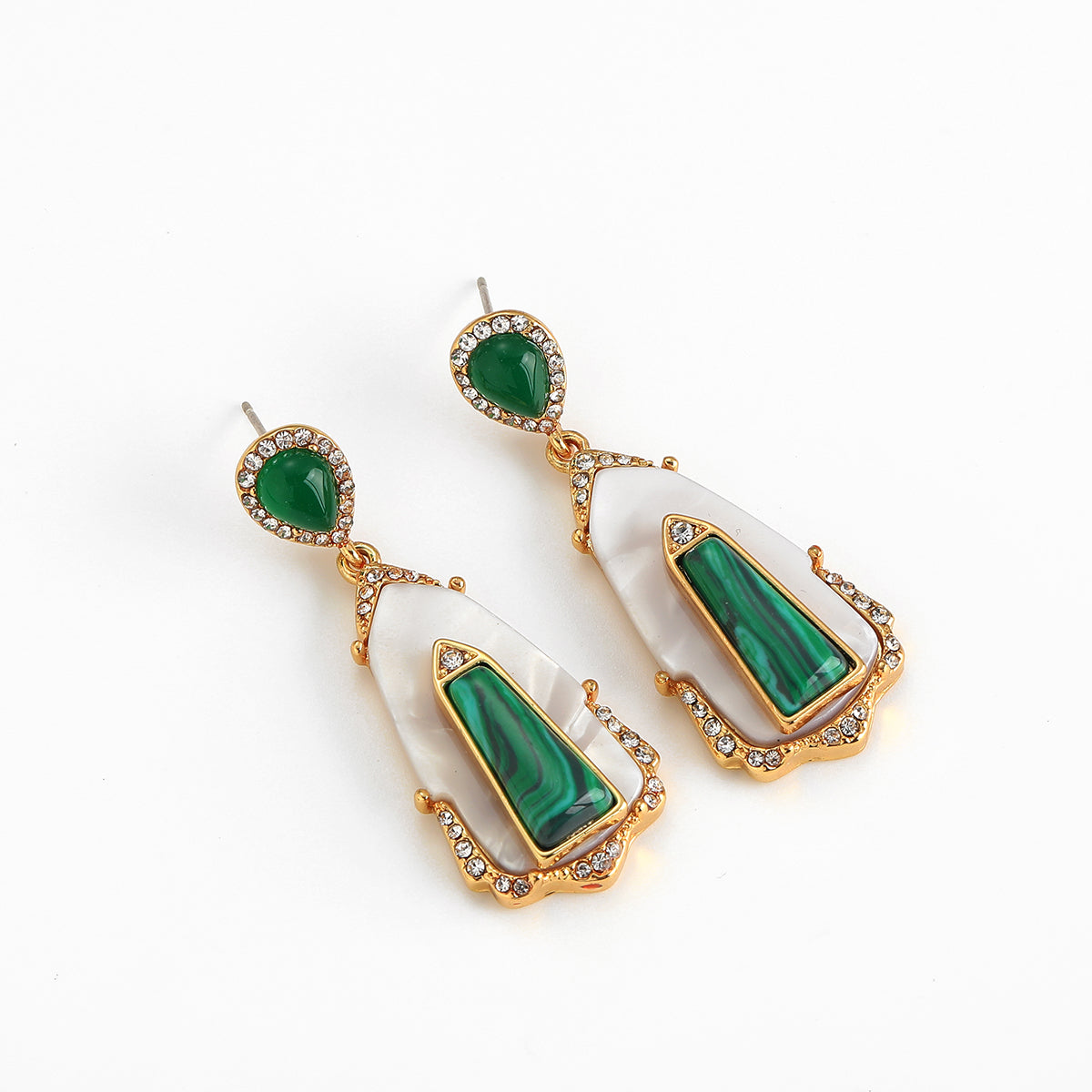 Malachite Shell Antique Earrings