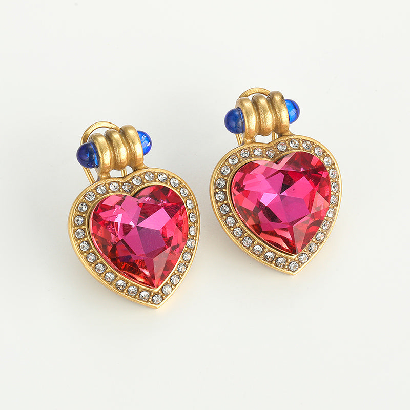 Promise Heart Crystal Antique Earrings