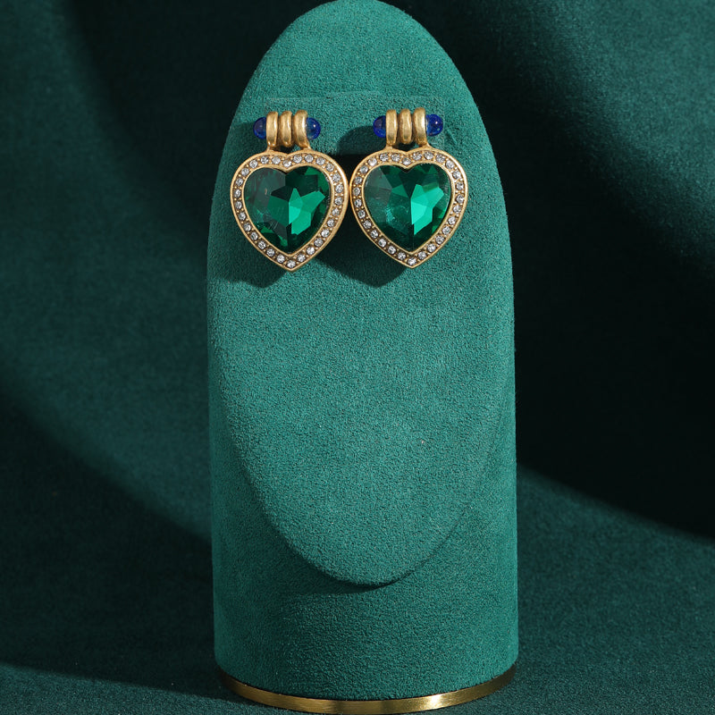 Promise Heart Crystal Antique Earrings