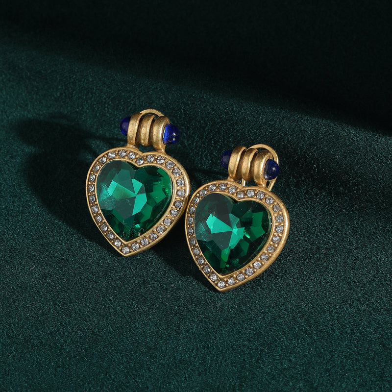 Promise Heart Crystal Antique Earrings