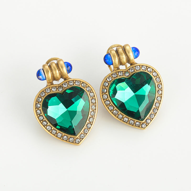 Promise Heart Crystal Antique Earrings