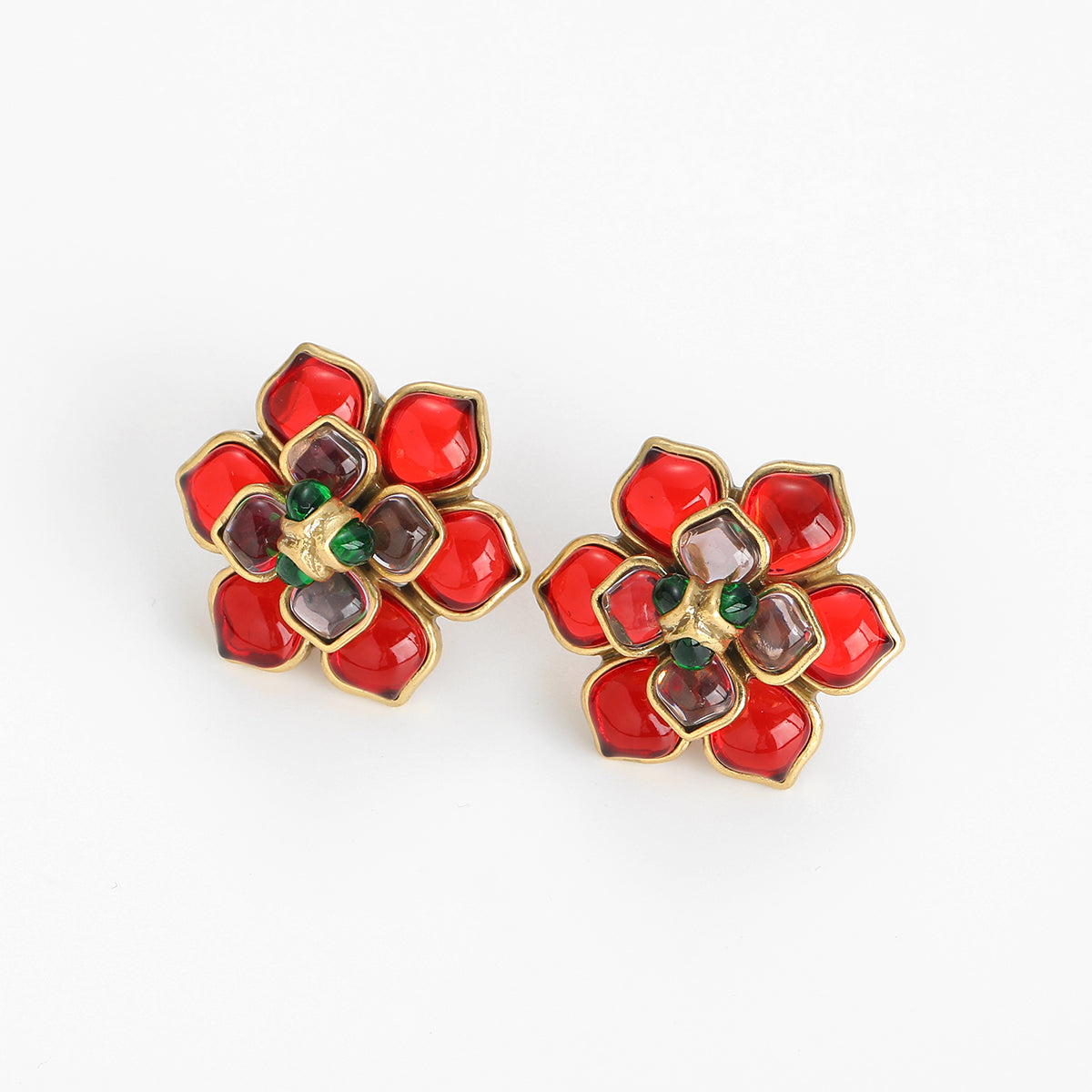 Camellia Antique Earrings (Red)
