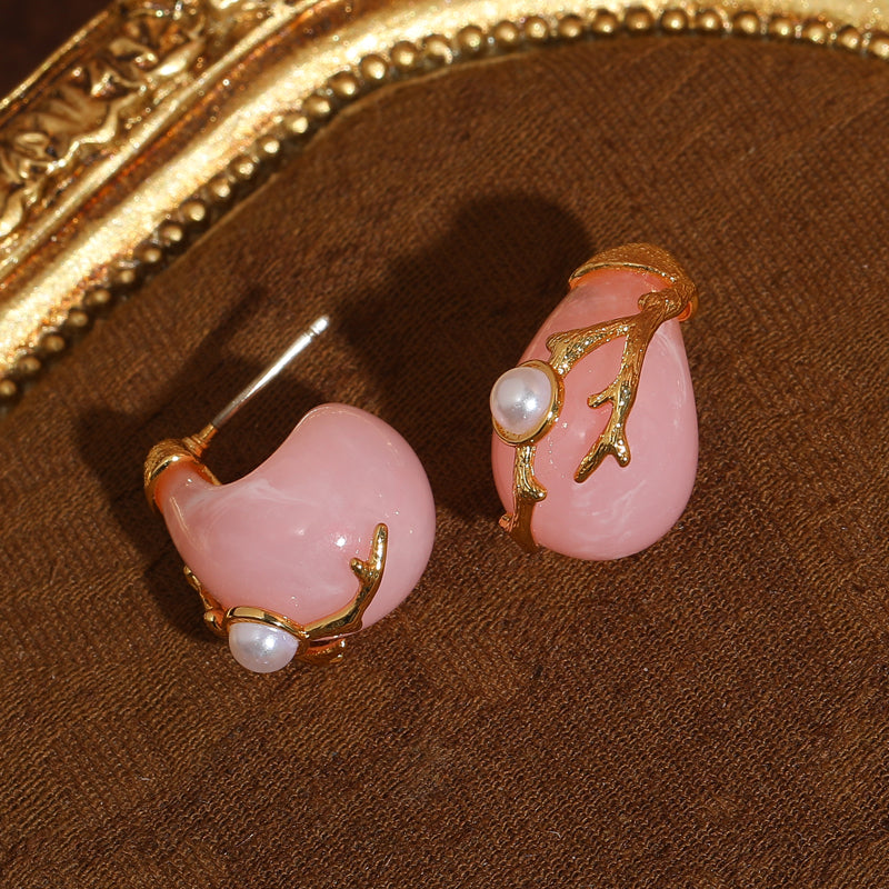 Pink Stone Moonlight Antique Earrings