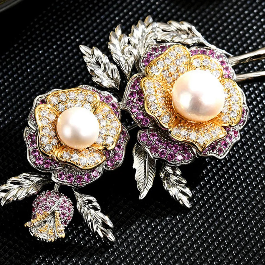 Pearl Branch Zirconia Brooch