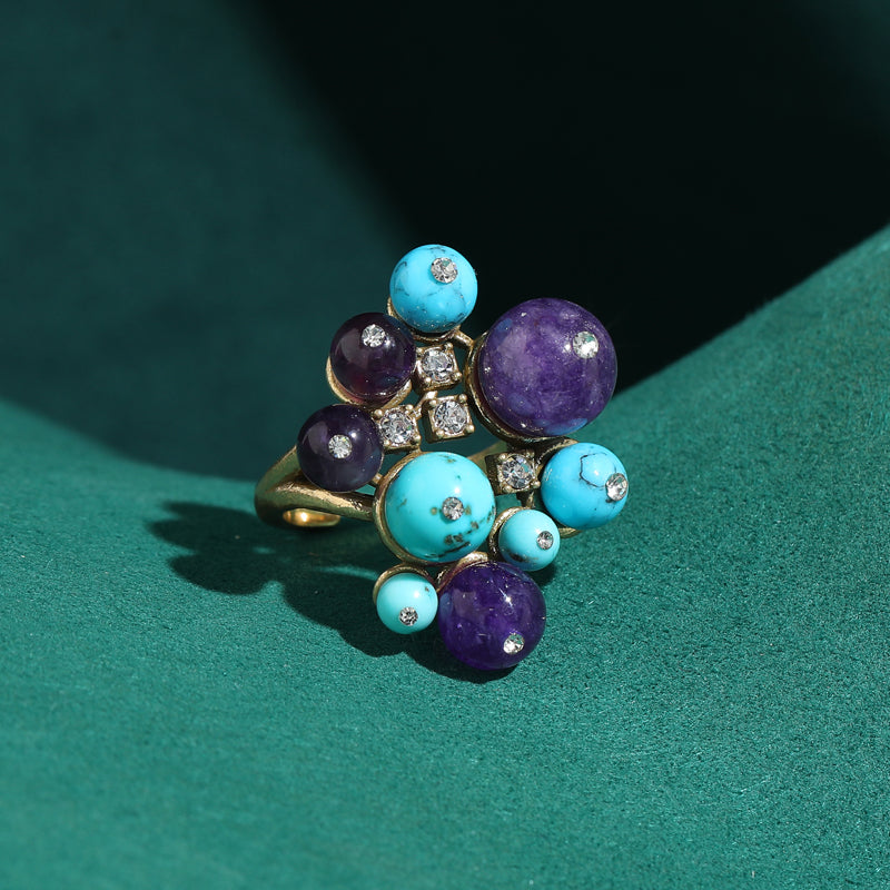 Celestial Duo Stone Antique Ring