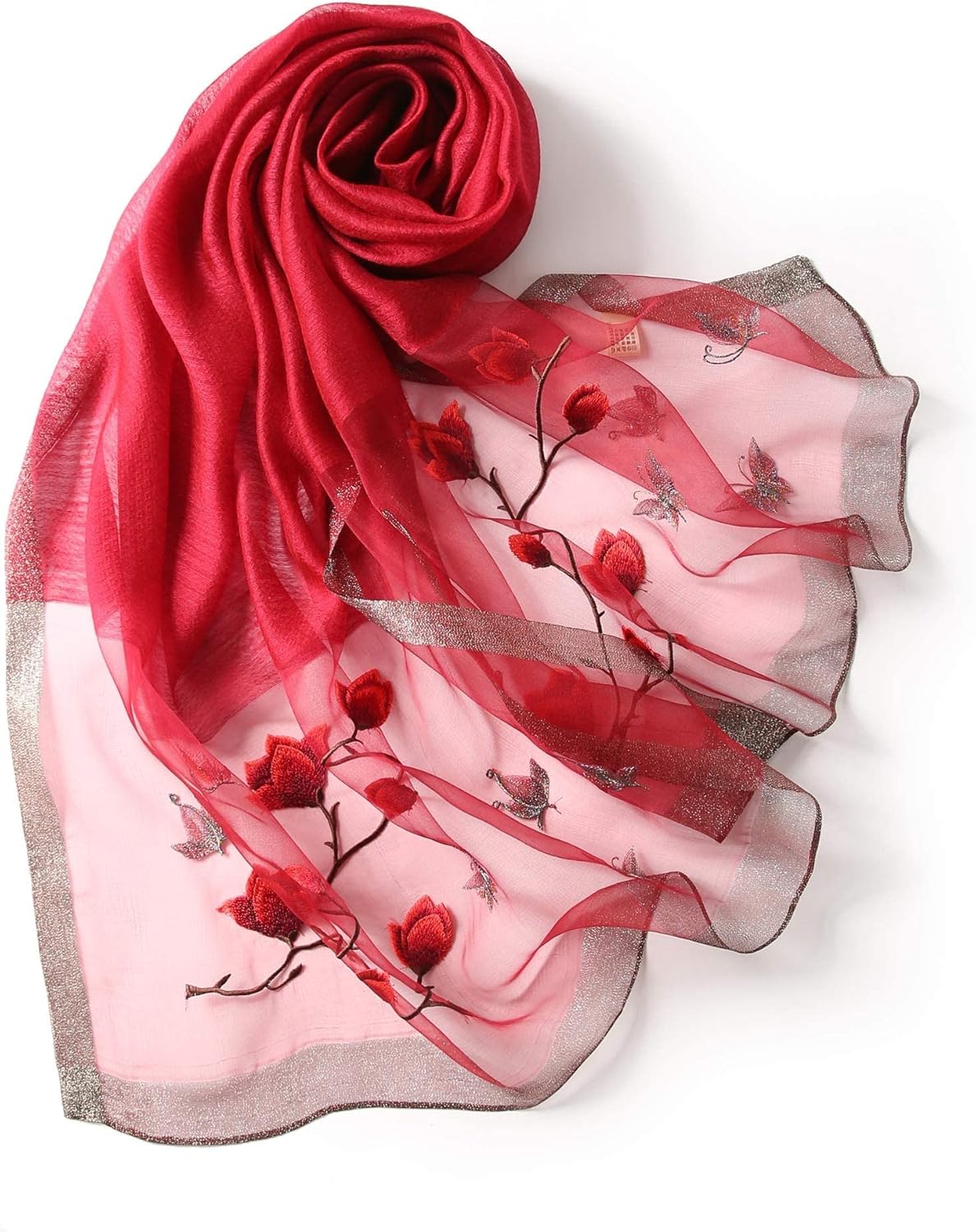 Esteem Cherry Embroidered Silk Stole