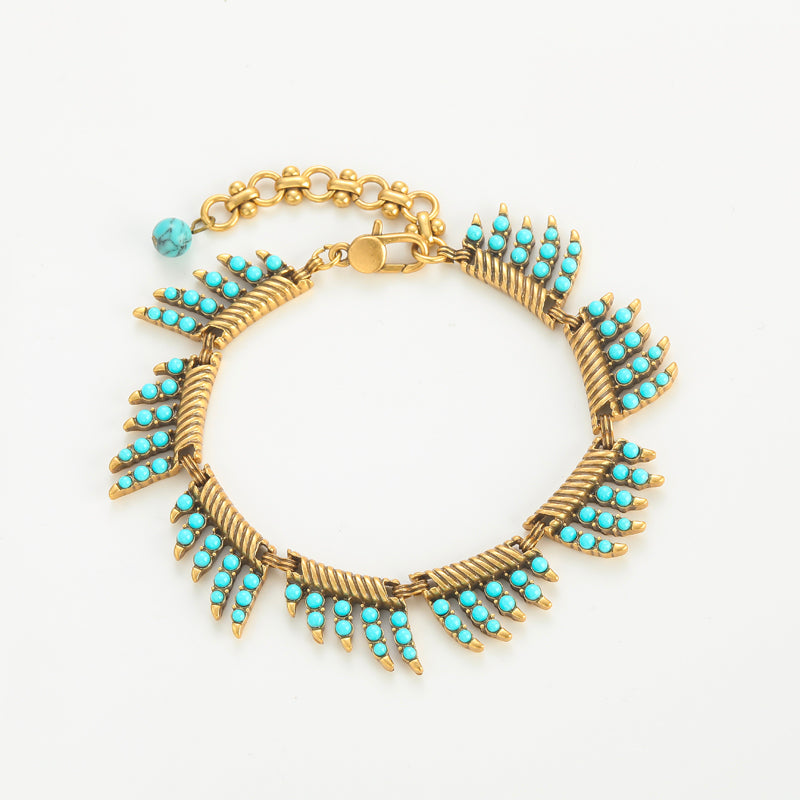 Azure Turquoise Leaf Antique Bracelet