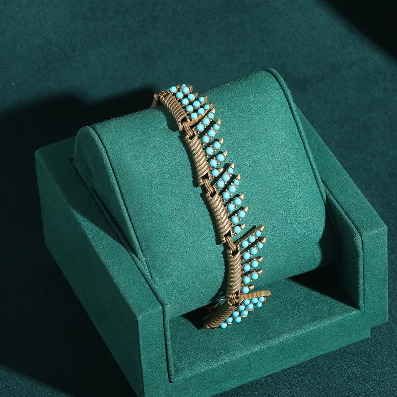 Azure Turquoise Leaf Antique Bracelet