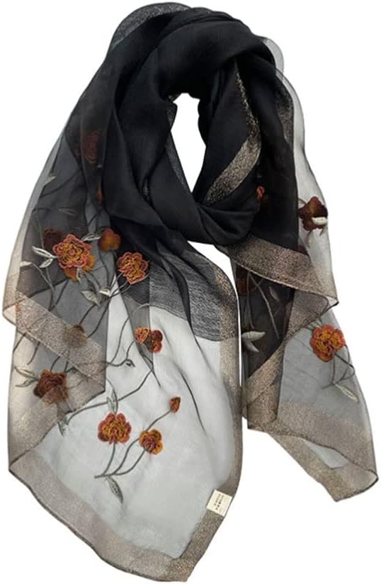 Noble Raven Embroidered Silk Stole