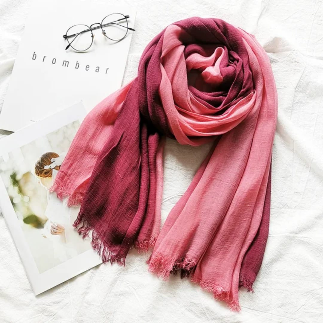 Dania Ombre Berry Cotton Linen Stole