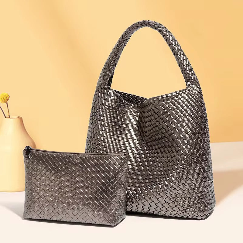 Corvyn Vegan Leather Tote Bag (Metallic)