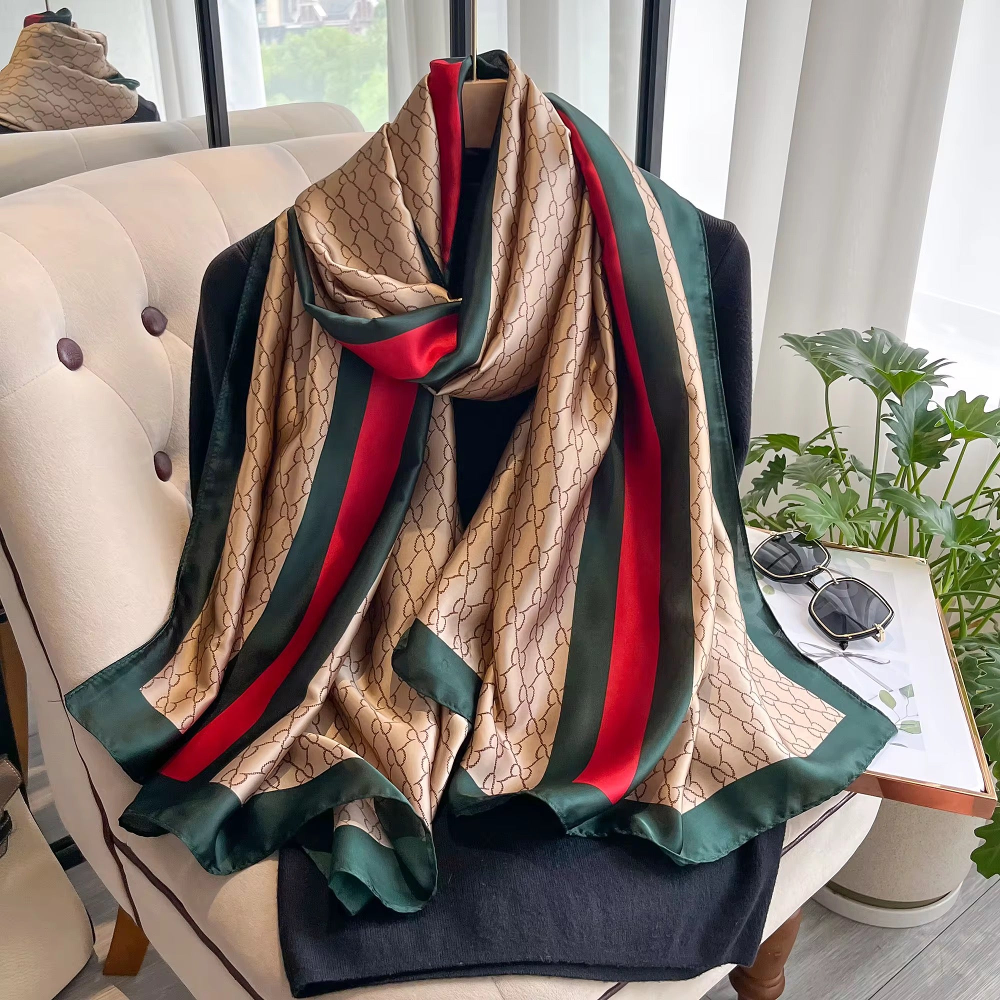 Dark Monochrome Silk Scarf