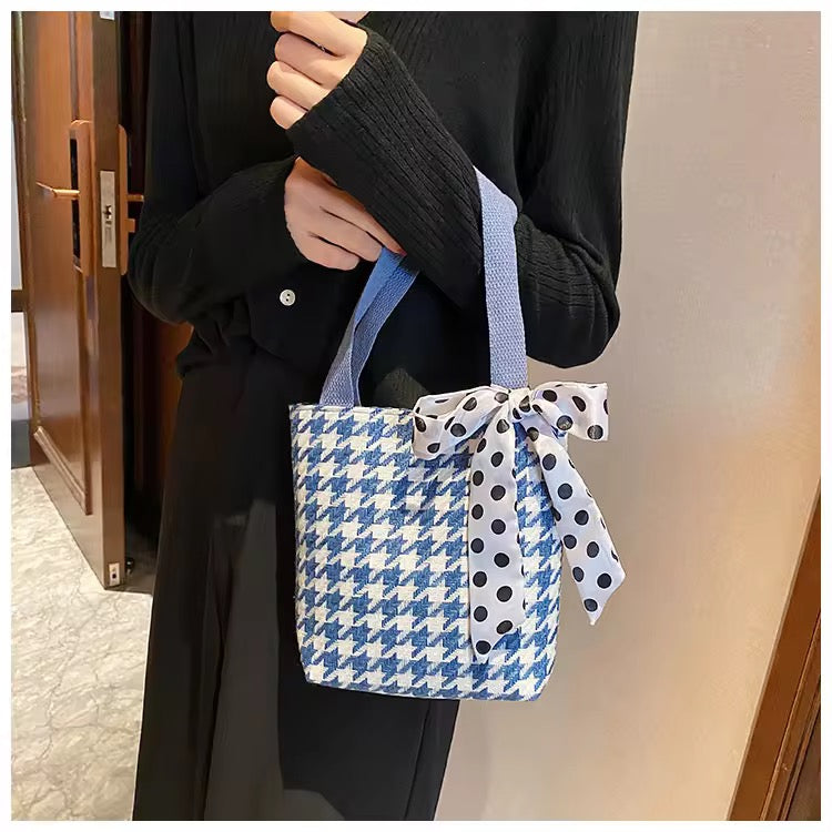Houndstooth Gift Pouch Blue