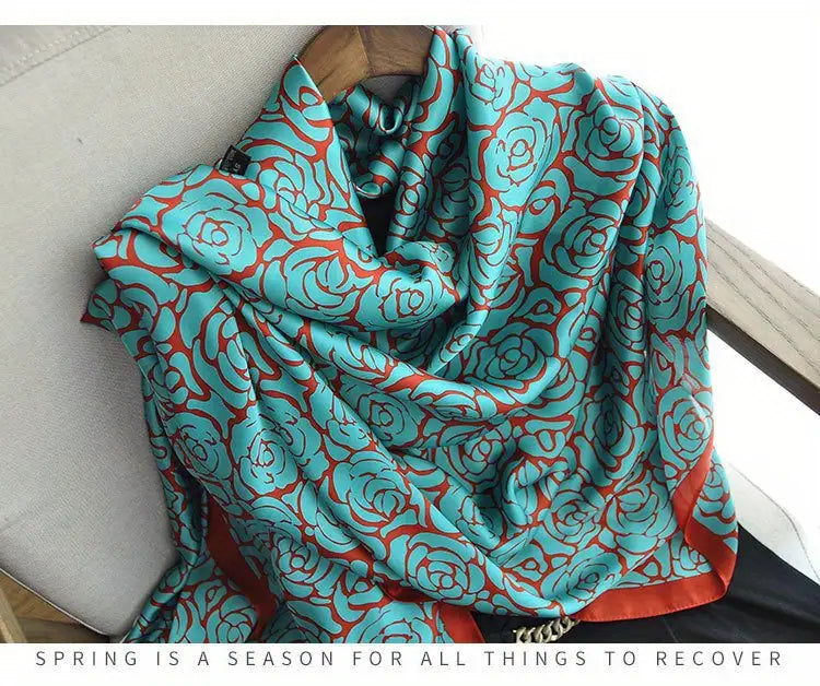 Teal Tapestry Silk Scarf