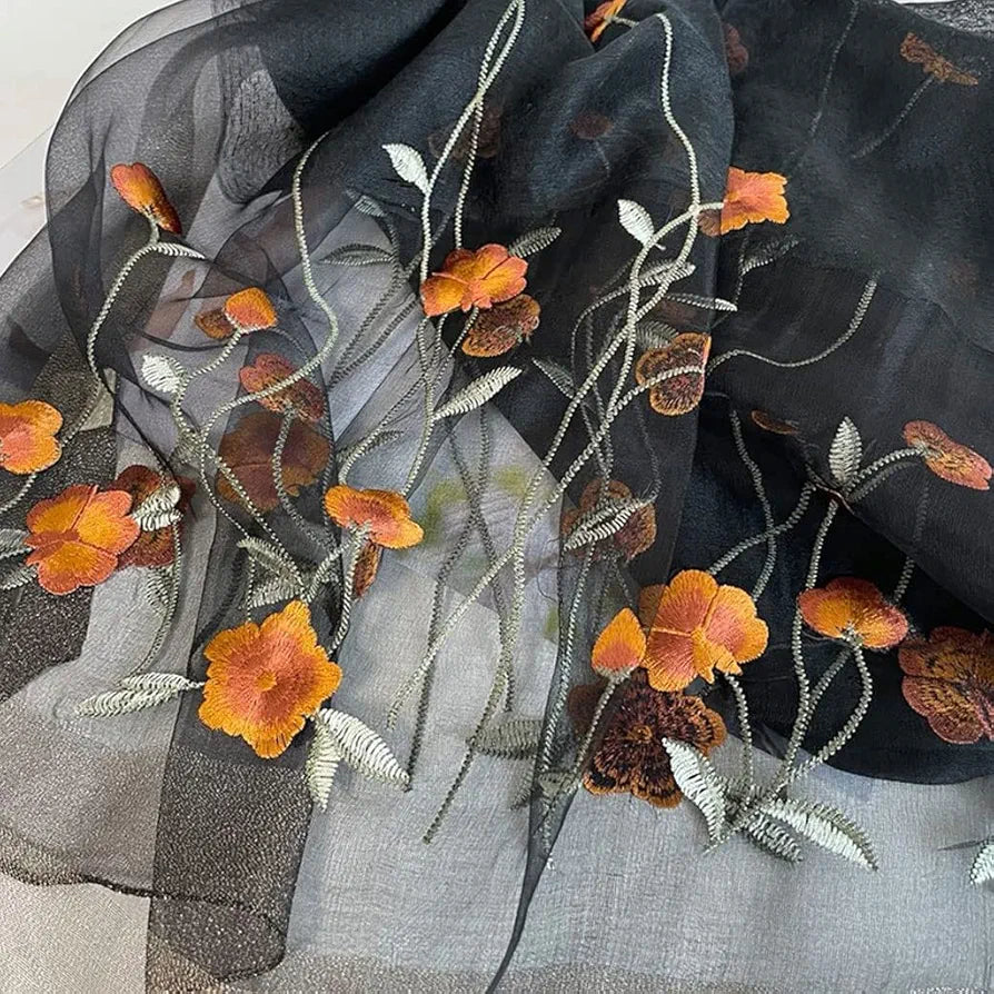 Noble Raven Embroidered Silk Stole