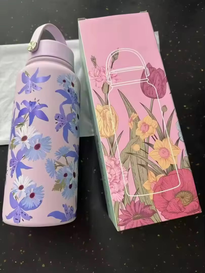 Floraya Stainless Steel Bottle with Thermos Lid (1000ml)