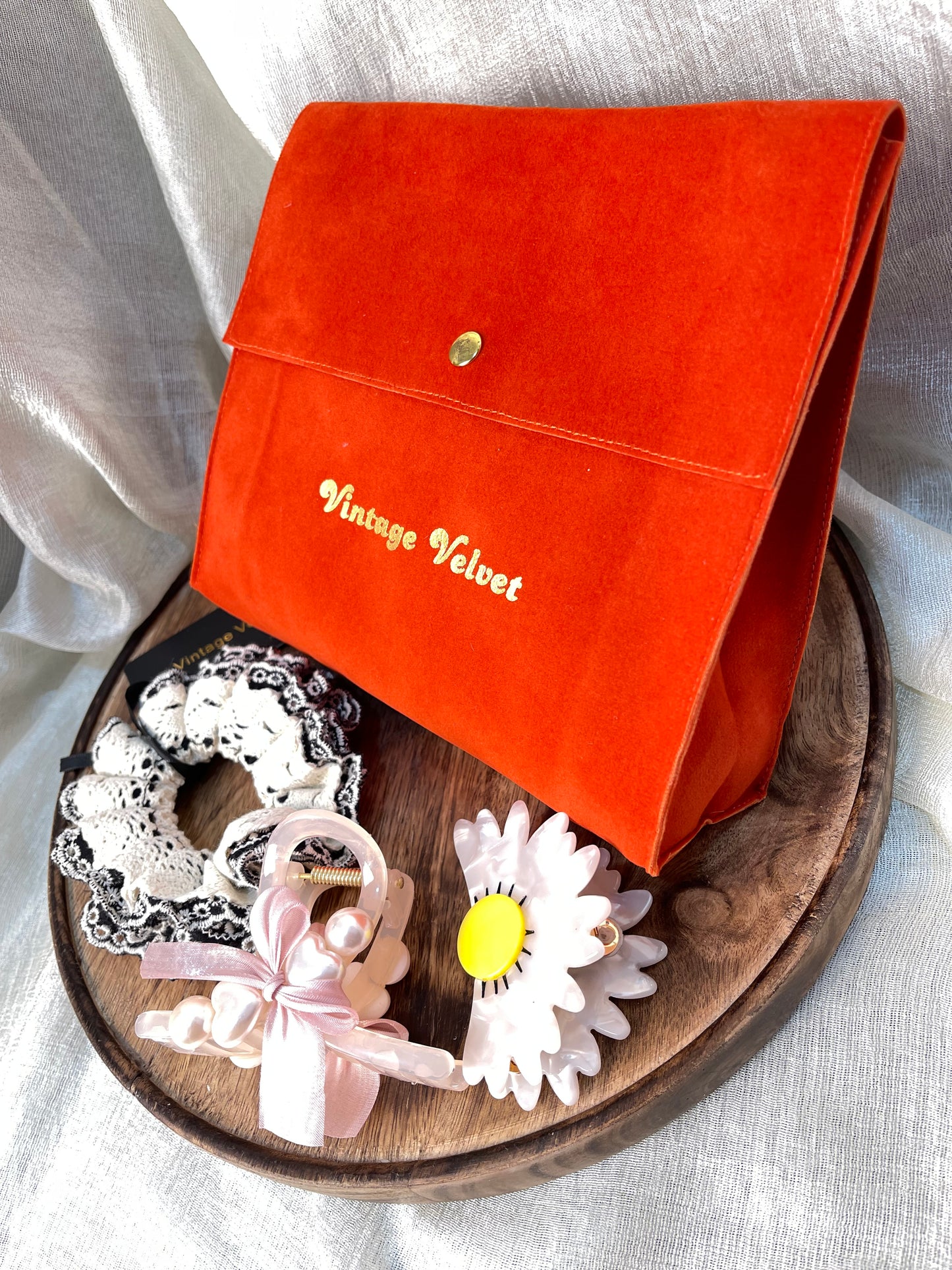 Vintage Velvet Suede Gift Pouch (Rust)