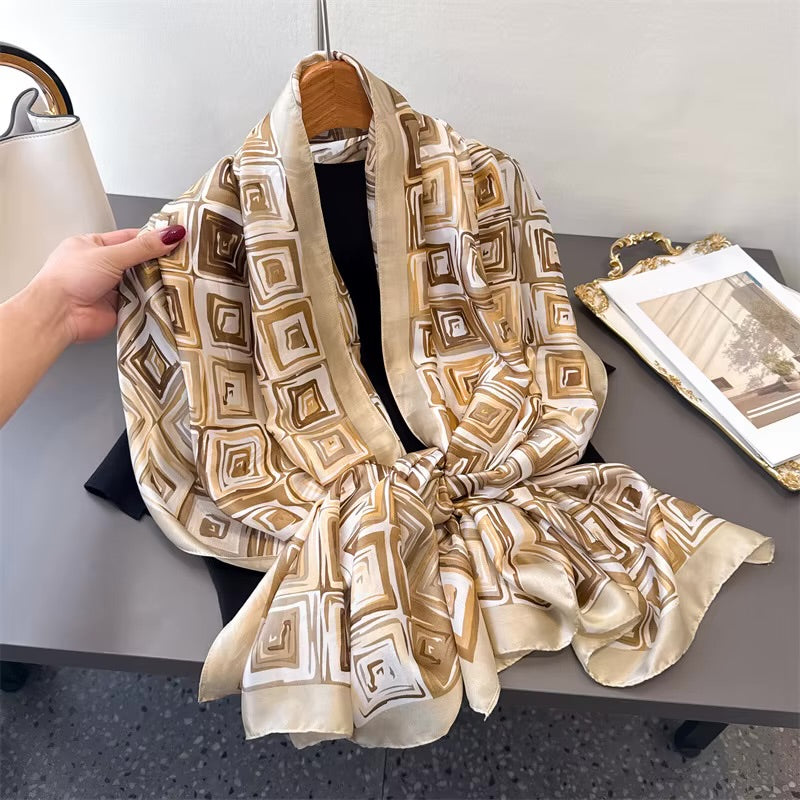 Pattern Grid Silk Stole