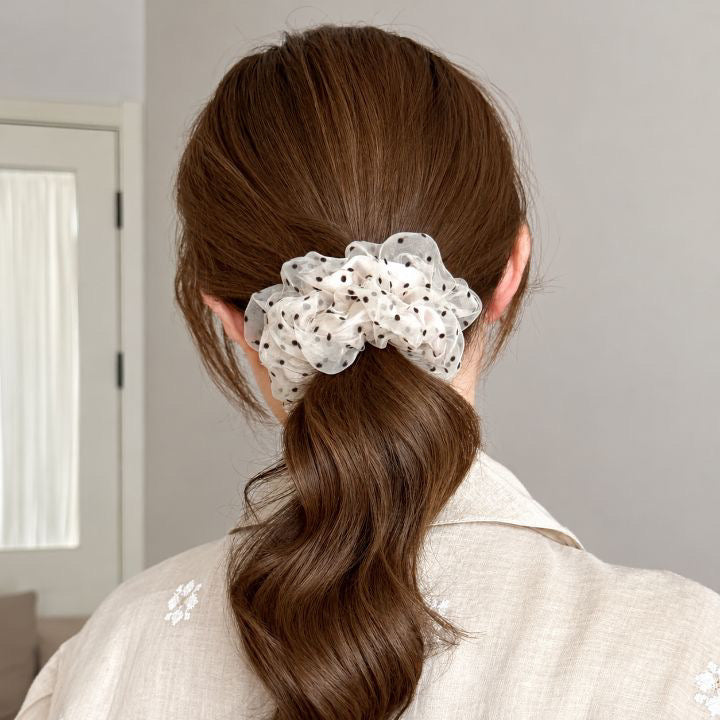 Whisper Dot Mesh Scrunchie