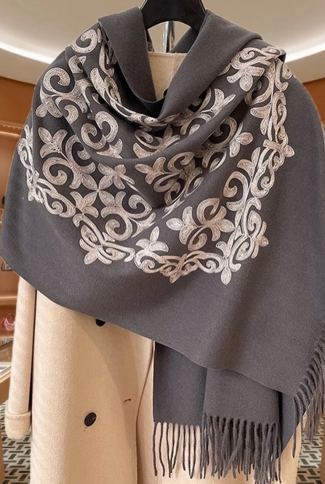 Palatine Graphite Rich Pashmina Shawl