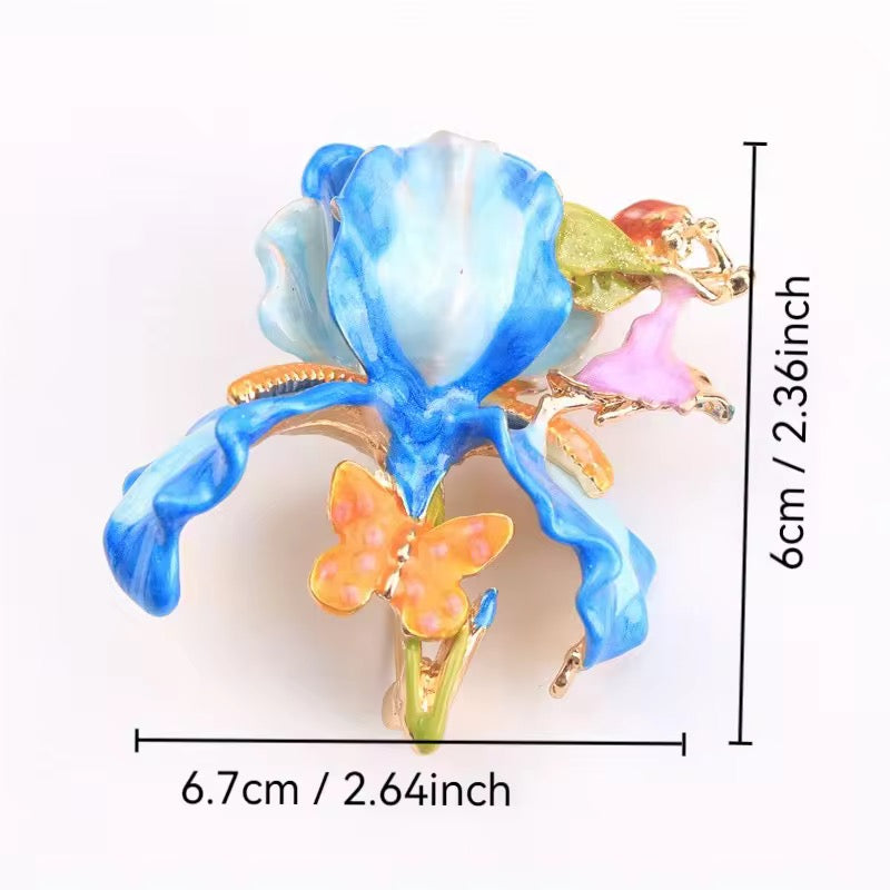 Orchavine Blue Enamel Brooch