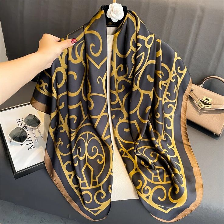 Golden Grace Silk Scarf