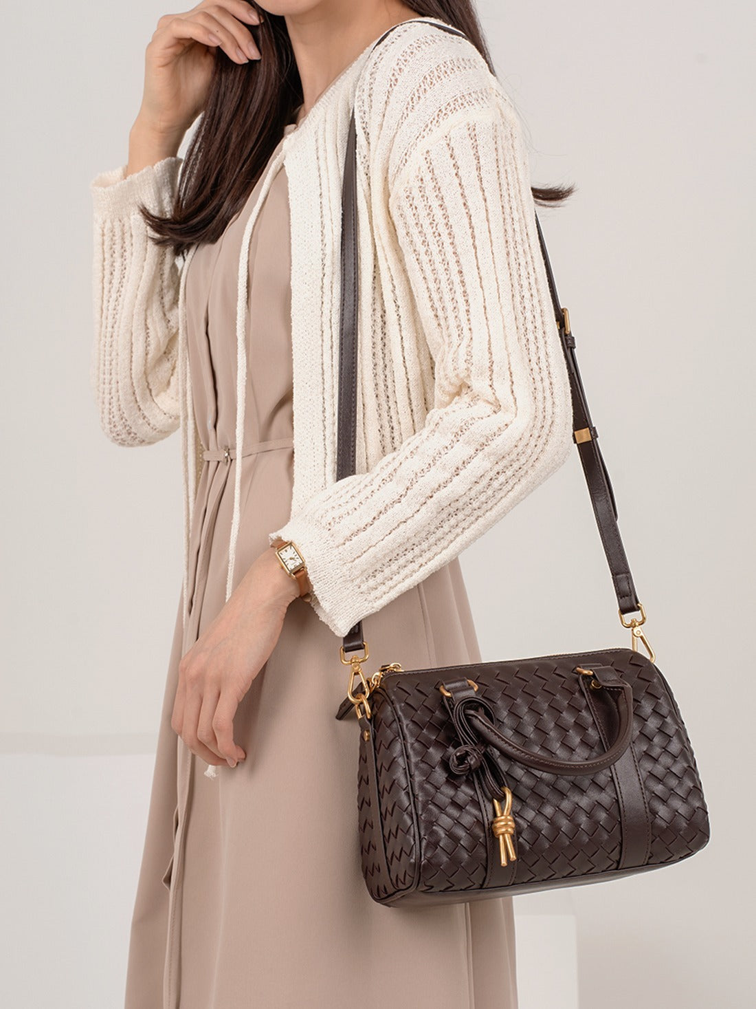 Neriah Vegan Leather Satchel Bag (Chocolate)
