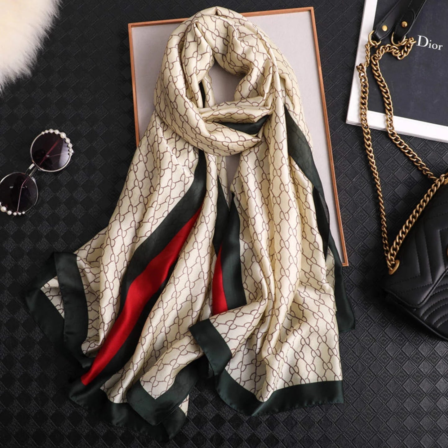 Light Monochrome Silk Scarf
