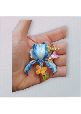 Orchavine Blue Enamel Brooch